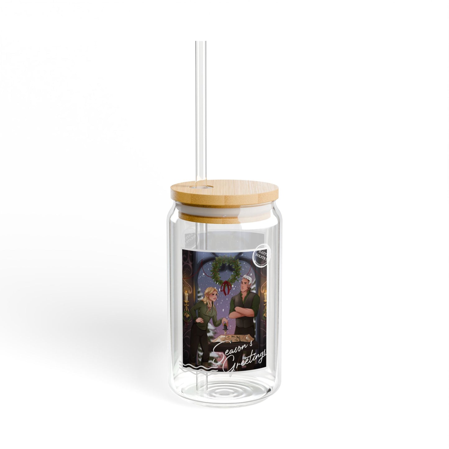 Seasons Greetings TOG 16oz Holiday Sipper Glass with Straw
