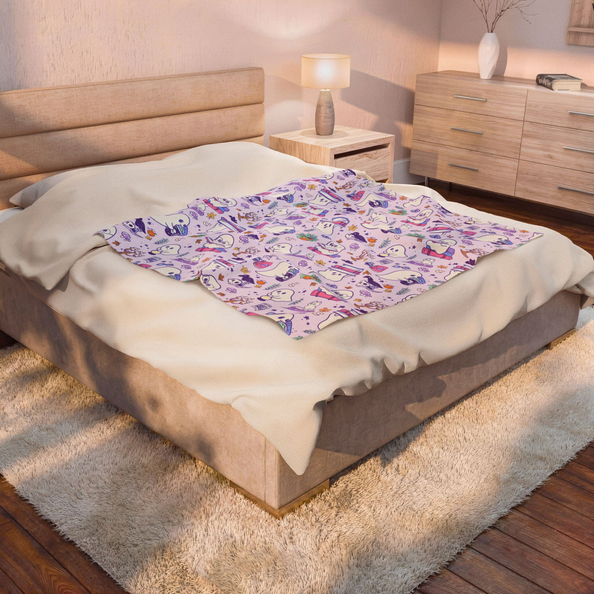 Haunted Library Ghosts Velveteen Plush Blanket