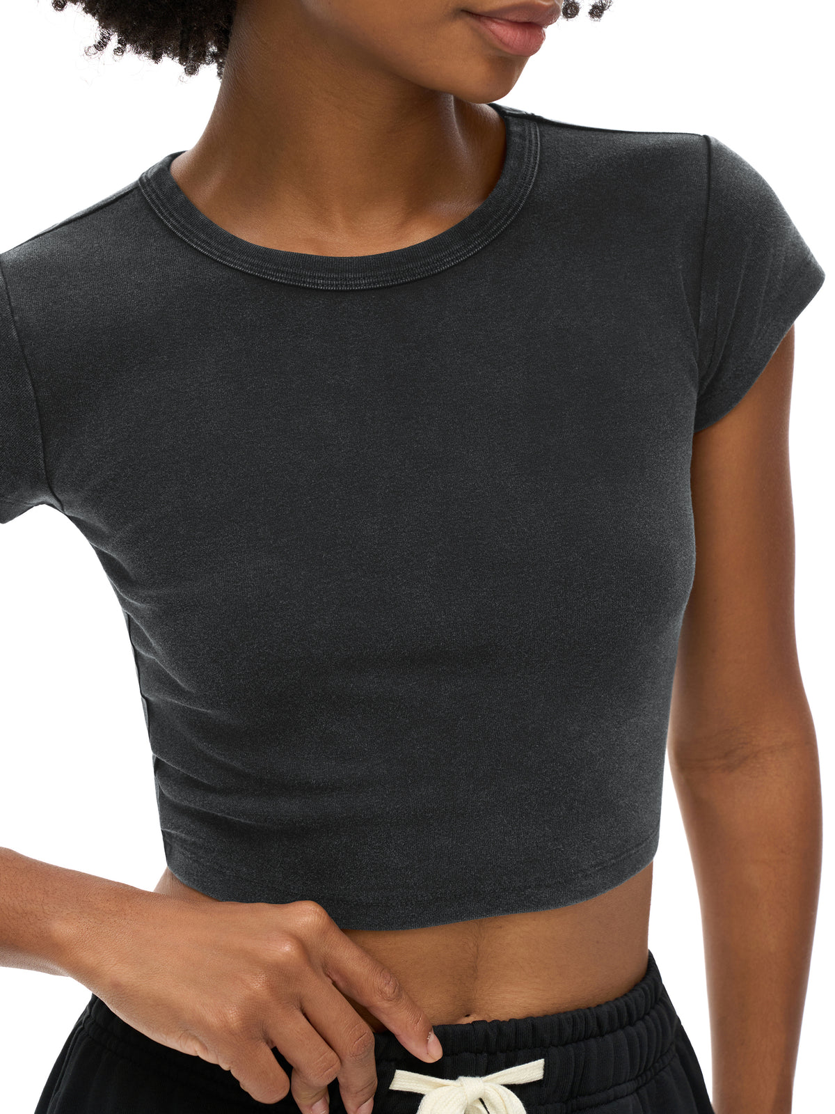 Please Just Let Me Read Snow Washed Baby Tee Crop Top