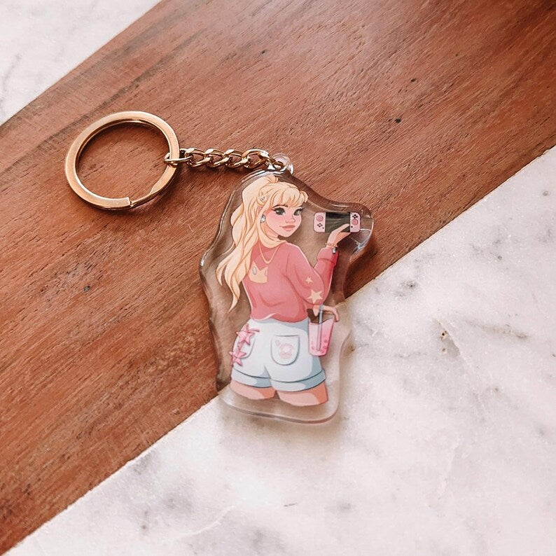 Modern Gamer Peach Keychain