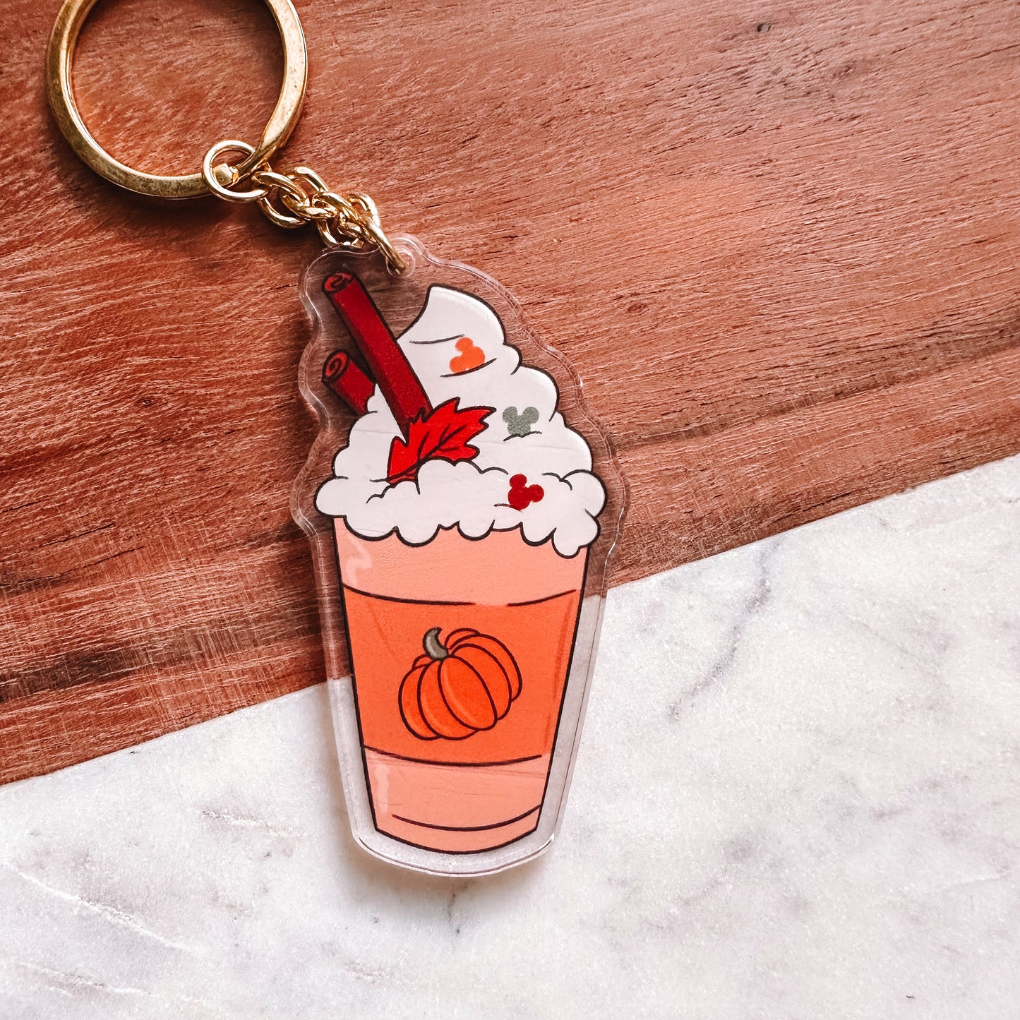Pumpkin Fall Iced Coffee Keychain