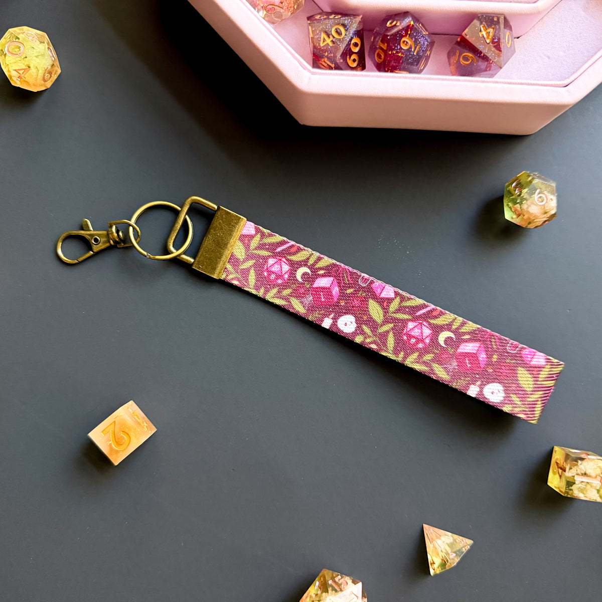 Autumn Dice TTRPG Canvas Wrist Lanyard