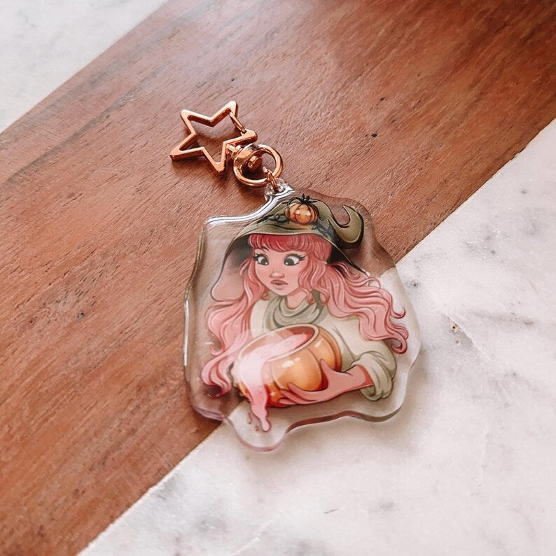 Pumpkin Witch Keychain