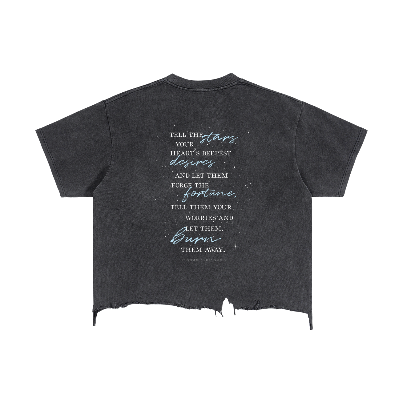 I’ll Tell The Stars About You Vintage Wash Boxy Distressed Hem T-Shirt | Officially Licensed Scars Beneath a Serpent’s Scales Tee | Nicole Platania Fantasy Book Shirt