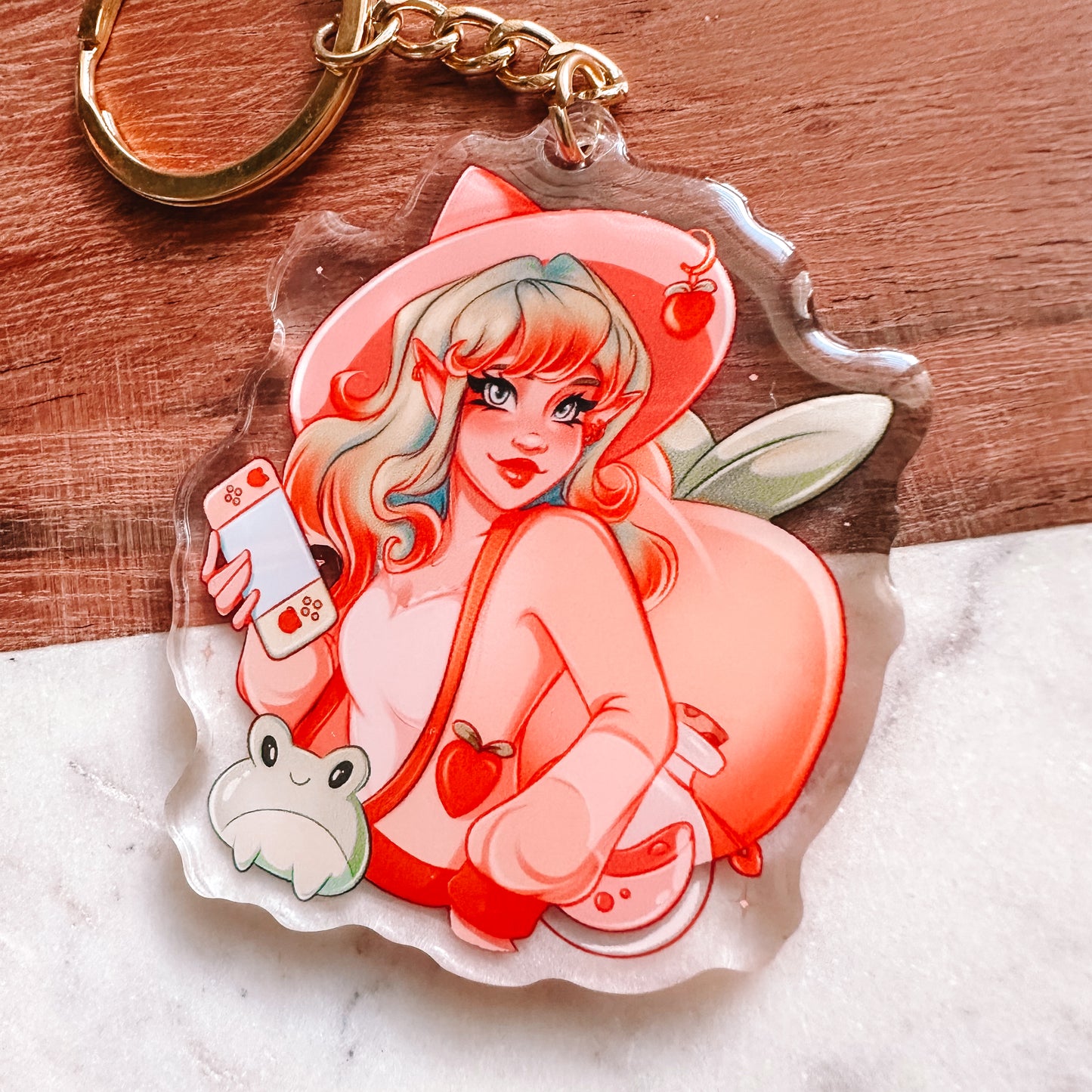 Peach Gamer Witch Keychain
