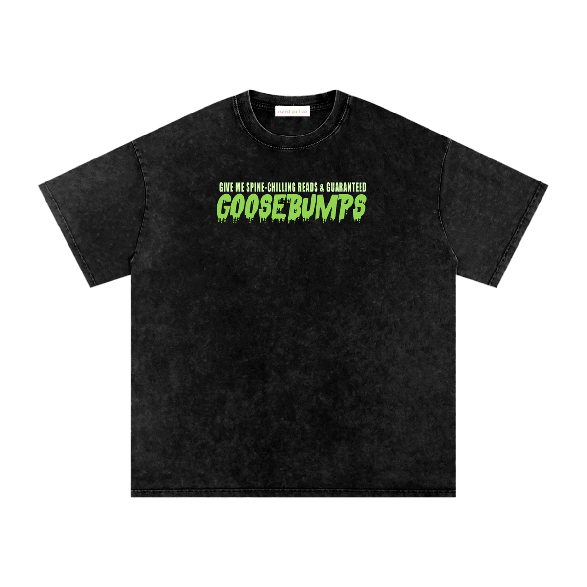 Thrilling Reads & Goosebumps Snow Washed Oversized Cotton T-Shirt