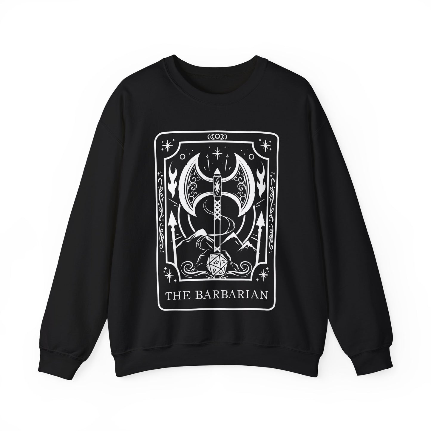 Barbarian Tarot Card Gildan Sweatshirt Shirt | TTRPG Character Class Crewneck