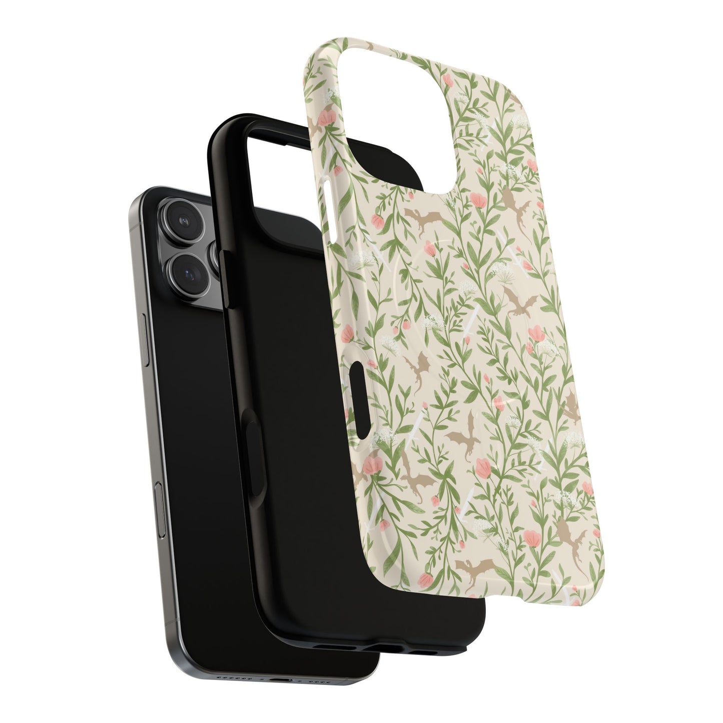Floral Fantasy Dragons Tough Cases - MAGNETIC - Romantasy Reader Gift, Bookish Merch