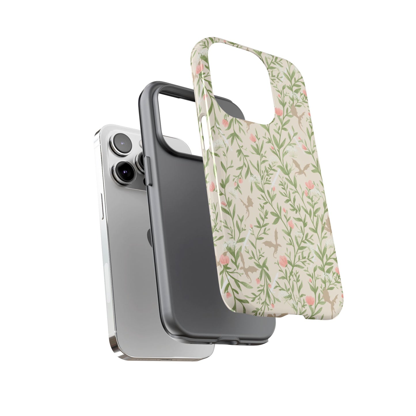 Fantasy Floral Dragons Tough Cases, Romantasy Reader Gift, Bookish Merch