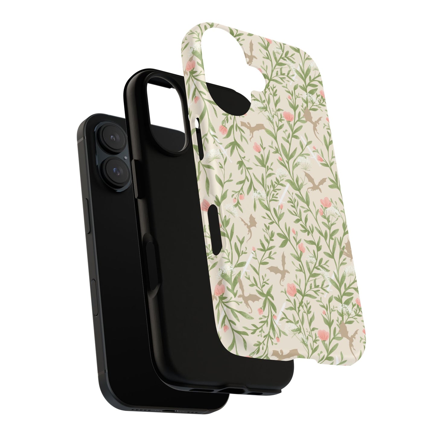 Fantasy Floral Dragons Tough Cases, Romantasy Reader Gift, Bookish Merch