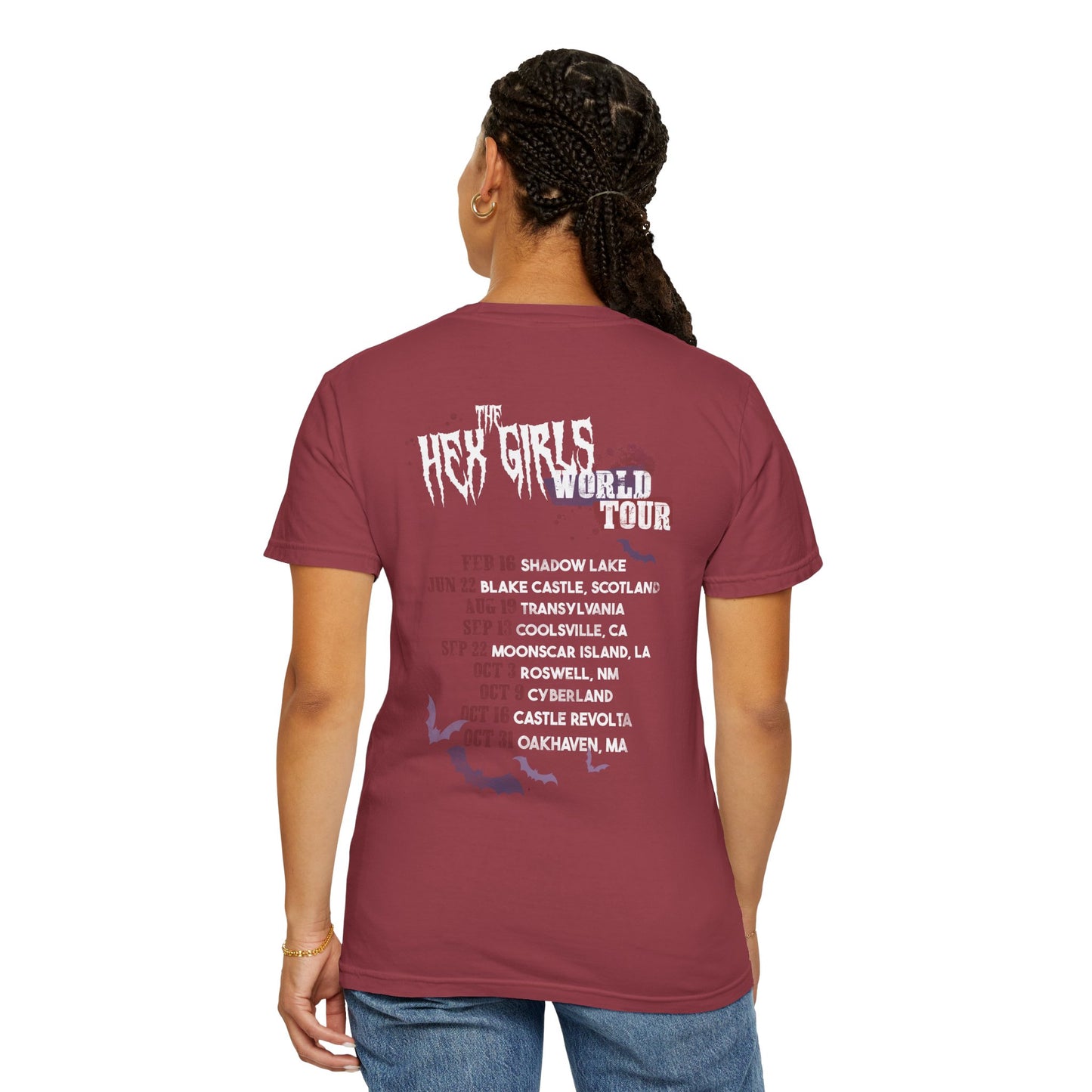 2-Sided Witch Girl Band T-Shirt, Spooky Season Graphic Tee