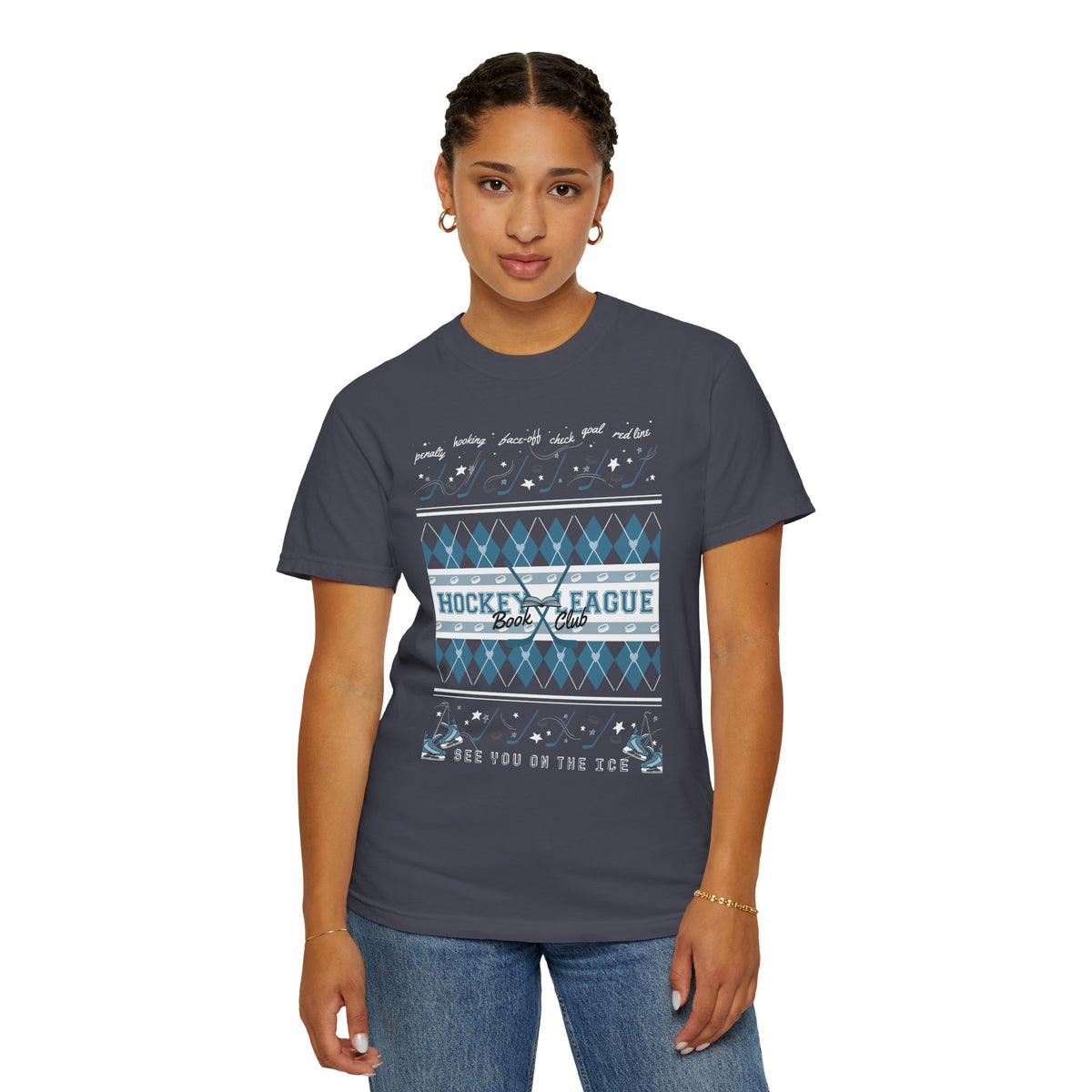 Hockey League Book Club Patterned T-Shirt