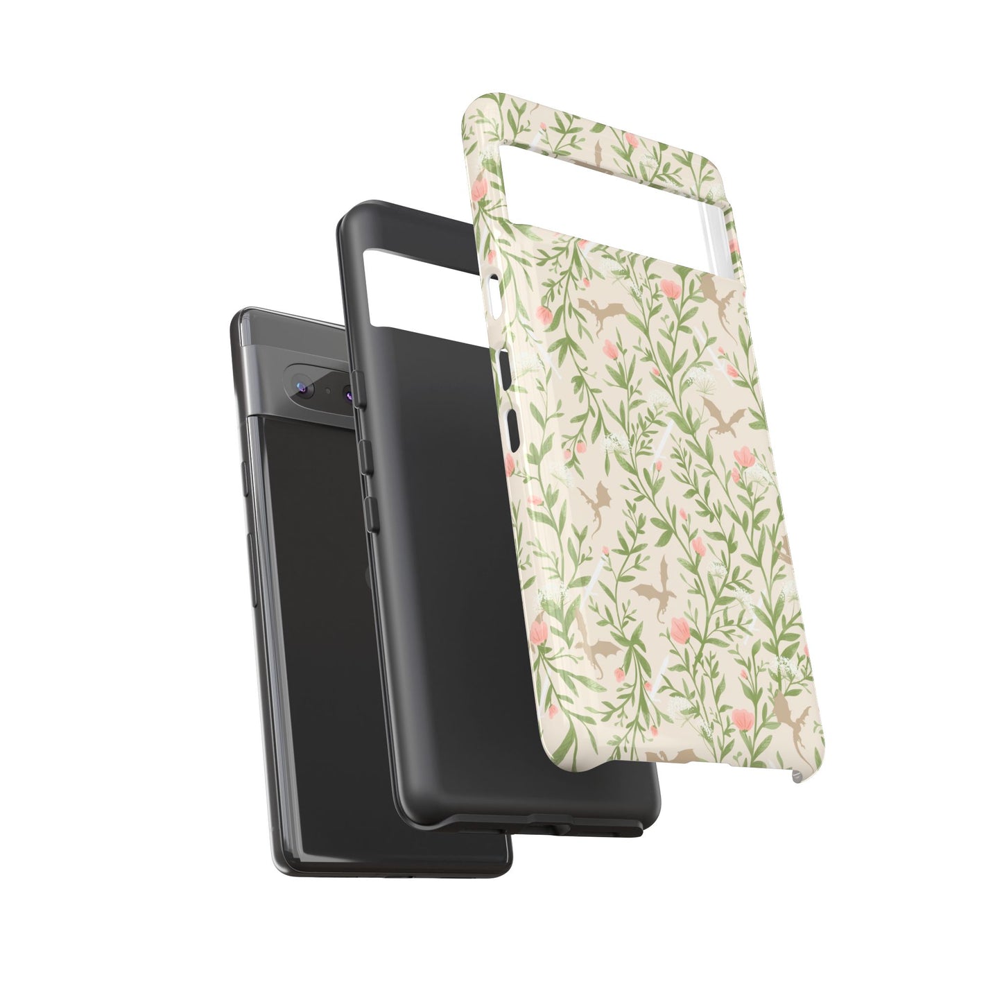Fantasy Floral Dragons Tough Cases, Romantasy Reader Gift, Bookish Merch