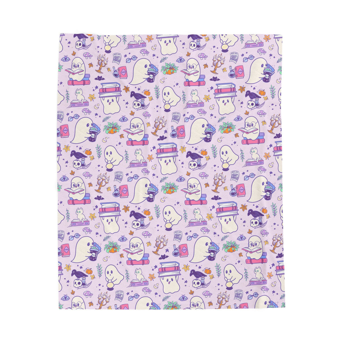 Haunted Library Ghosts Velveteen Plush Blanket