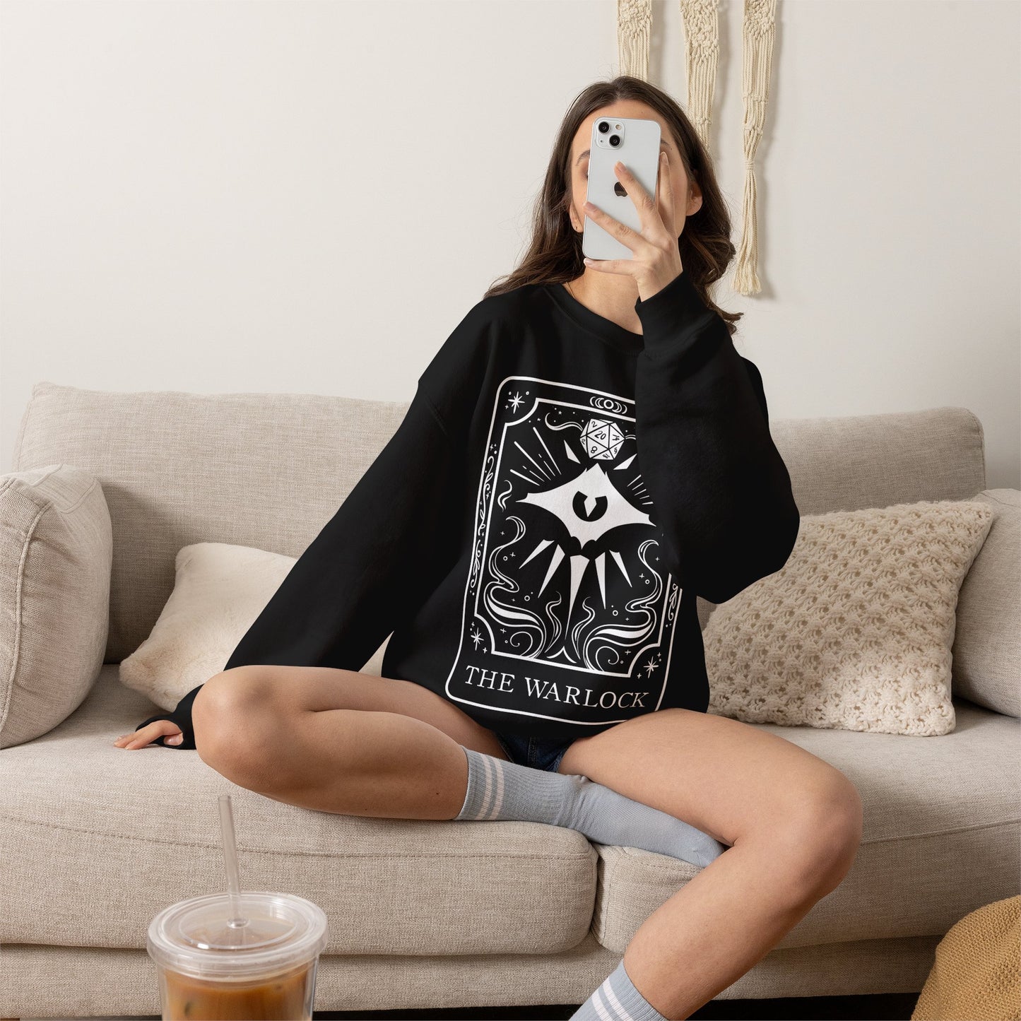 Warlock Tarot Card Gildan Sweatshirt Shirt | TTRPG Character Class Crewneck