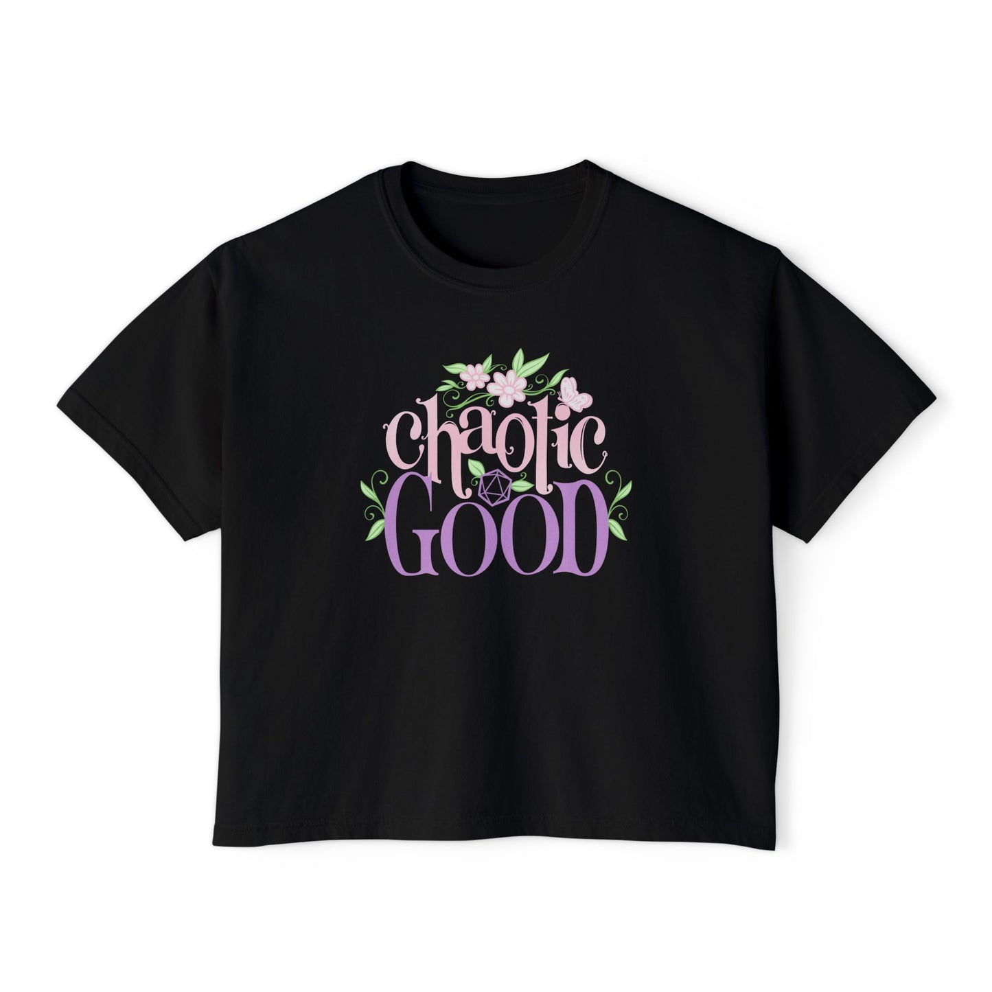 Chaotic Good Crop Tee – DnD Shirt | Boxy Cropped TTRPG Gamer Tee Aesthetic