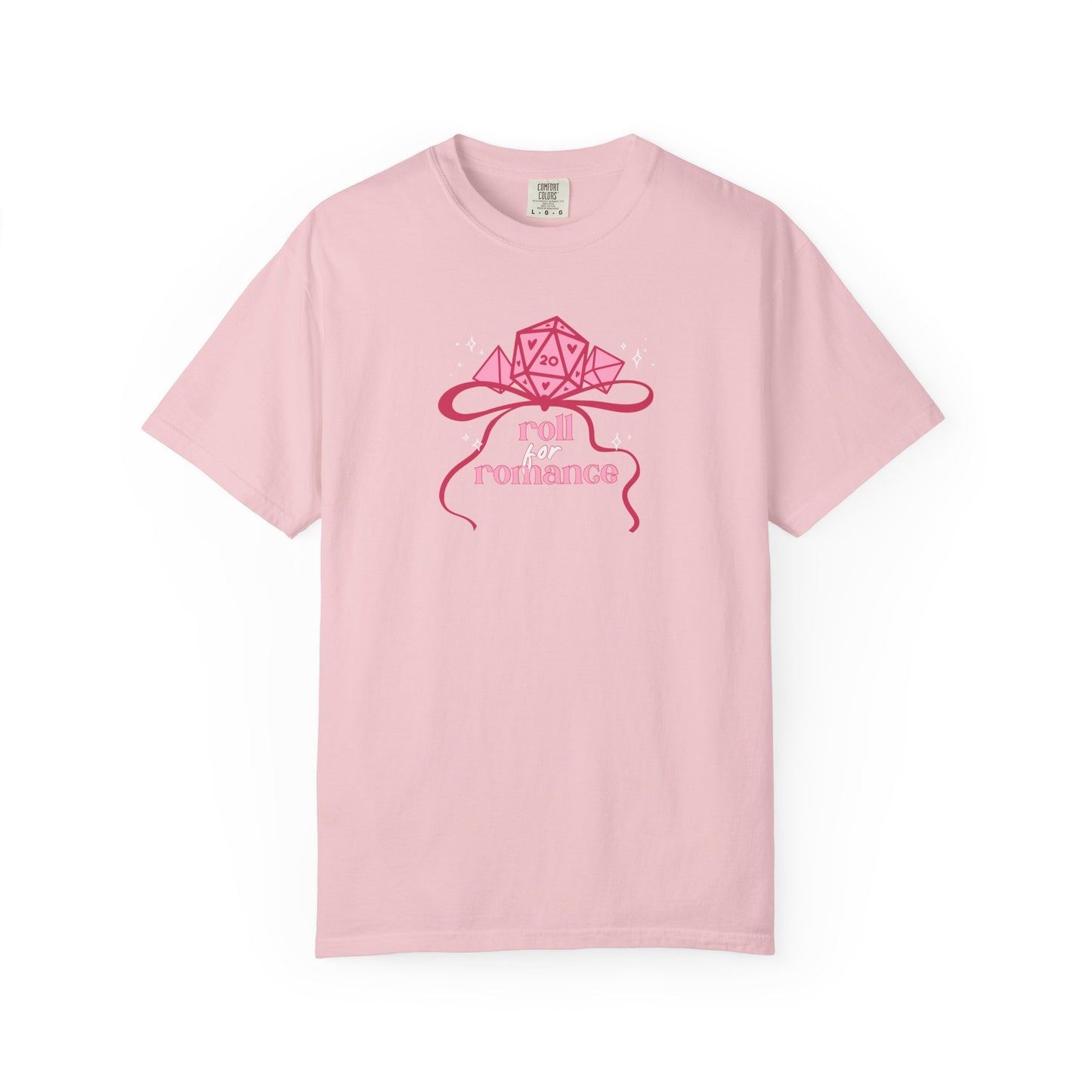 Roll Romance T-Shirt — Pink D20 RPG Tee for Gamers