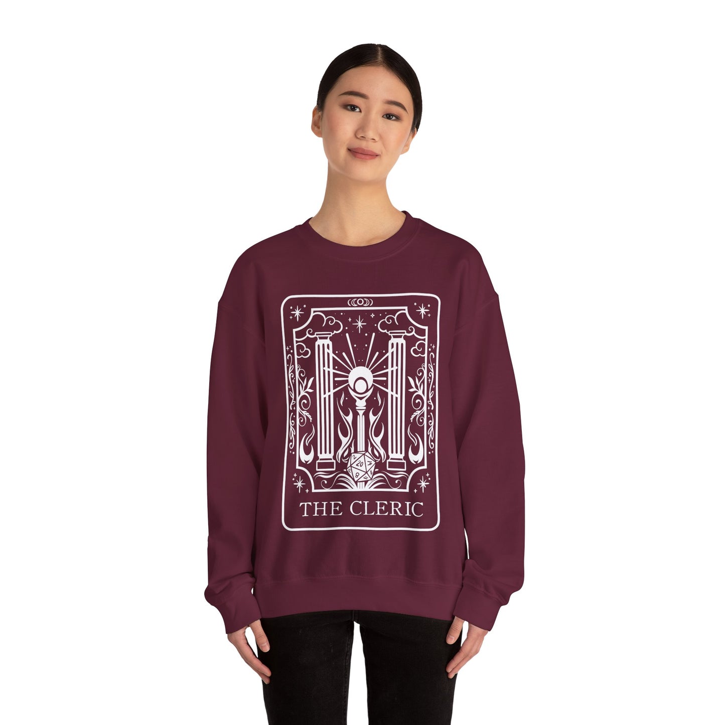 Cleric Tarot Card Gildan Sweatshirt Shirt | TTRPG Character Class Crewneck