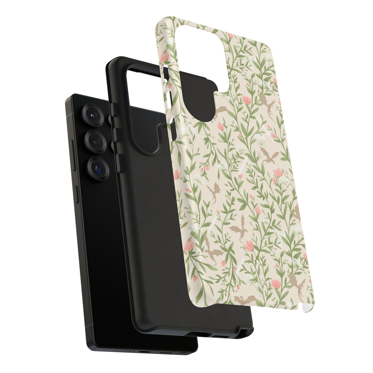 Fantasy Floral Dragons Tough Cases, Romantasy Reader Gift, Bookish Merch