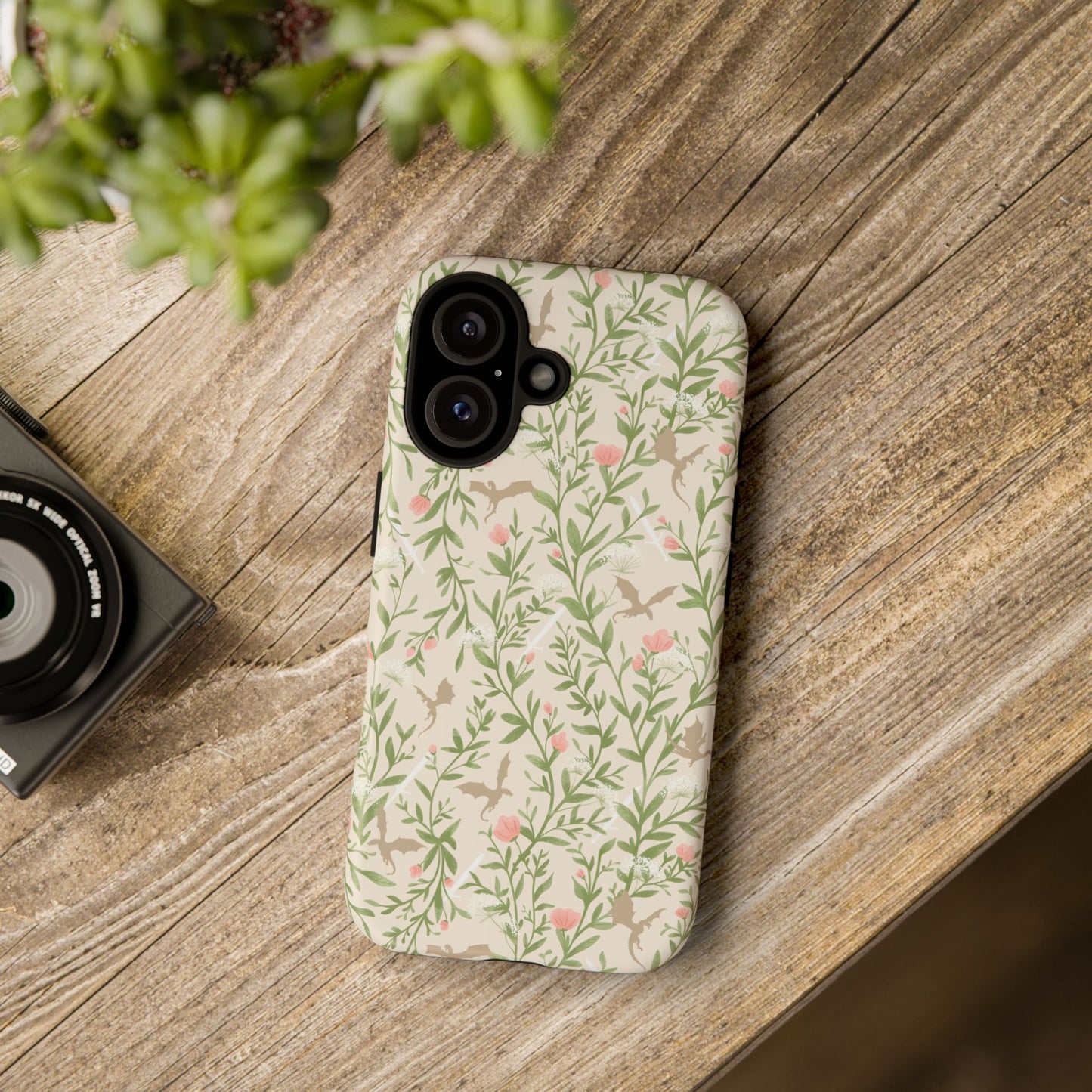 Fantasy Floral Dragons Tough Cases, Romantasy Reader Gift, Bookish Merch