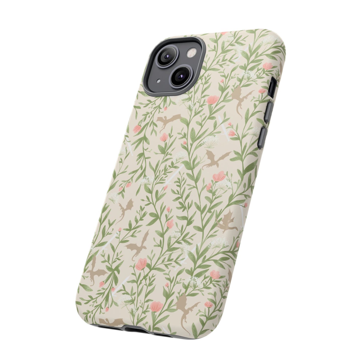 Fantasy Floral Dragons Tough Cases, Romantasy Reader Gift, Bookish Merch