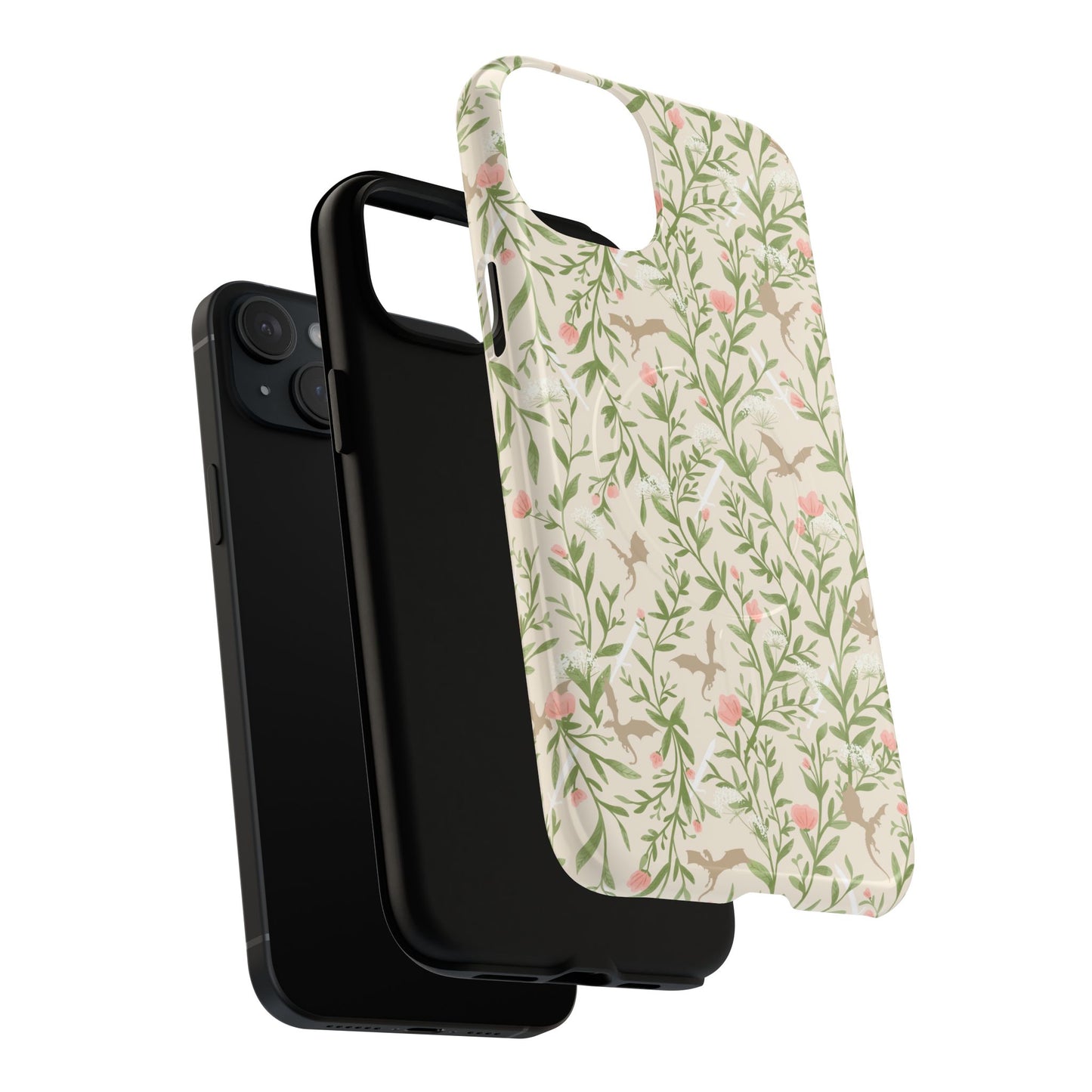 Floral Fantasy Dragons Tough Cases - MAGNETIC - Romantasy Reader Gift, Bookish Merch
