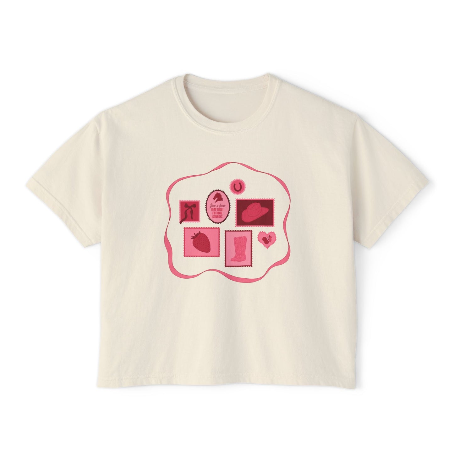 Save a Horse, Read About Fictional Cowboys Comfort Colors Boxy Crop Tee | Cowboy Romance Shirt