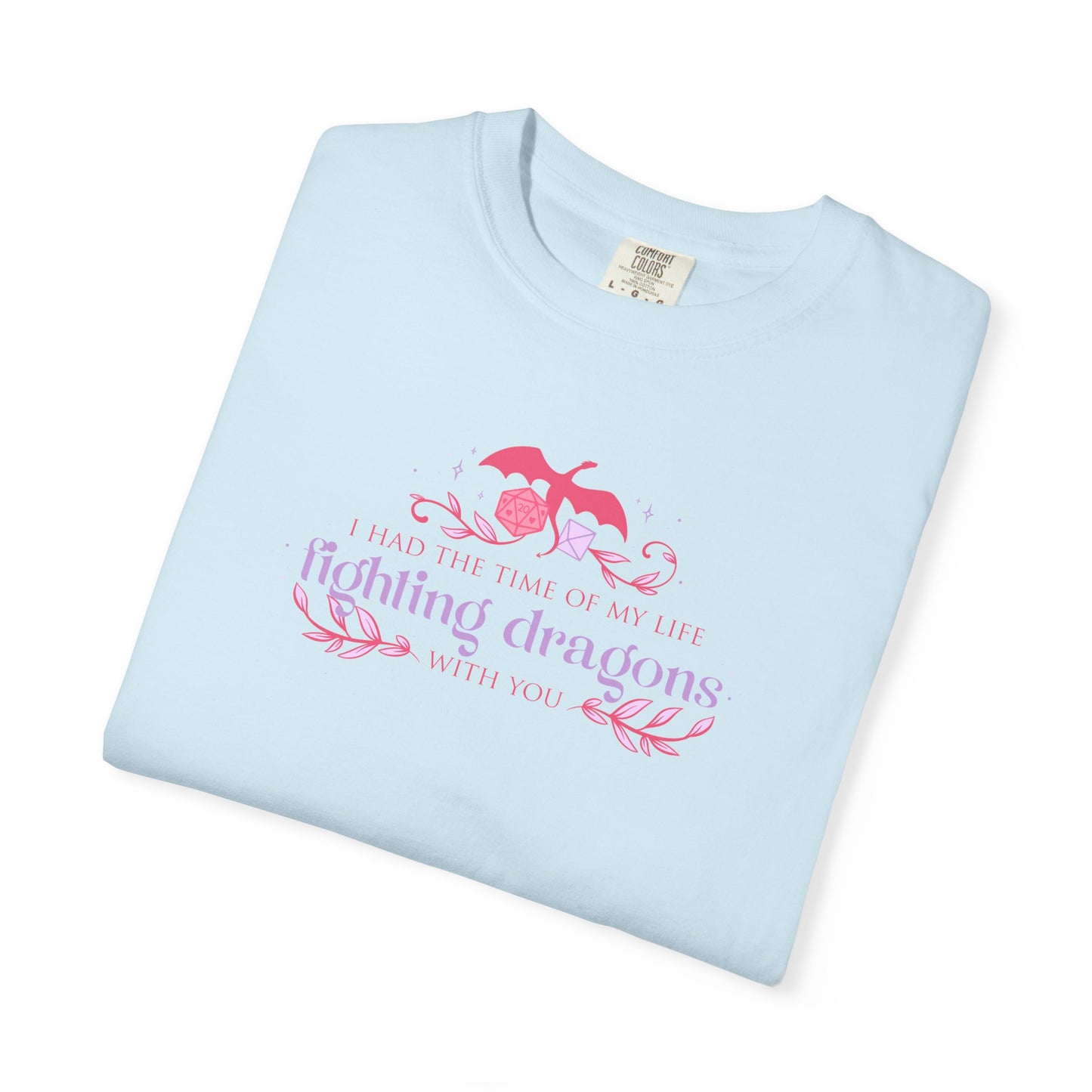 Fighting Dragons D&D Graphic T-Shirt | Pink Retro Fantasy Tee for Women | TTRPG Gamer Gift