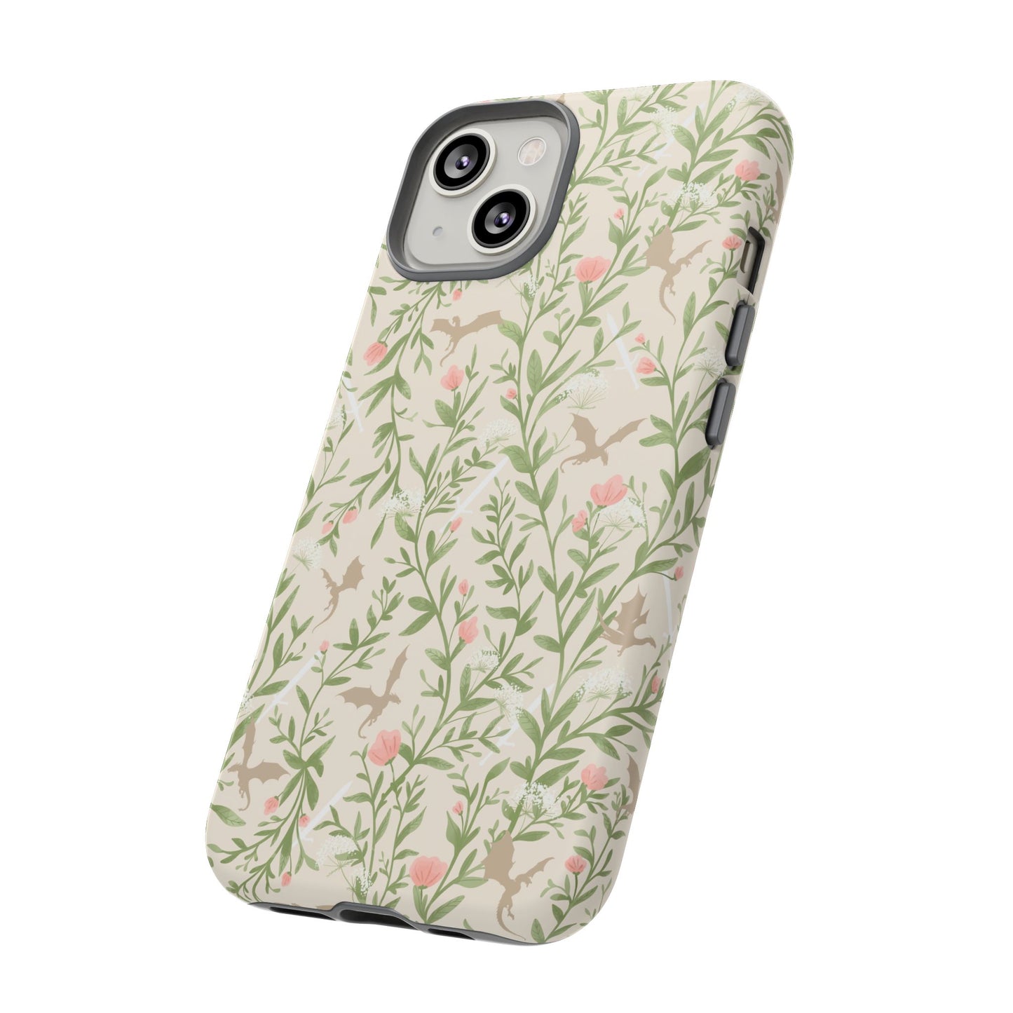 Fantasy Floral Dragons Tough Cases, Romantasy Reader Gift, Bookish Merch
