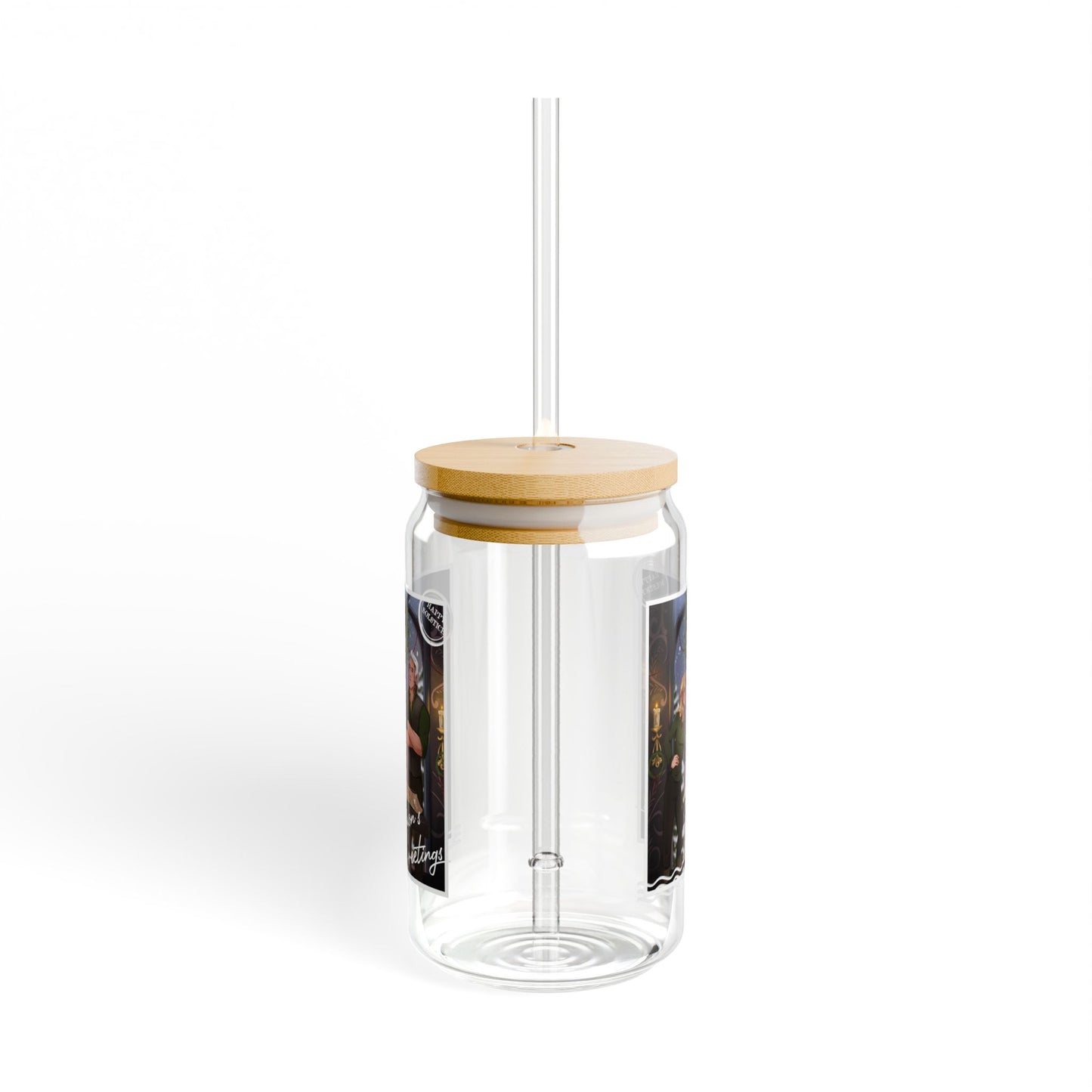 Seasons Greetings TOG 16oz Holiday Sipper Glass with Straw