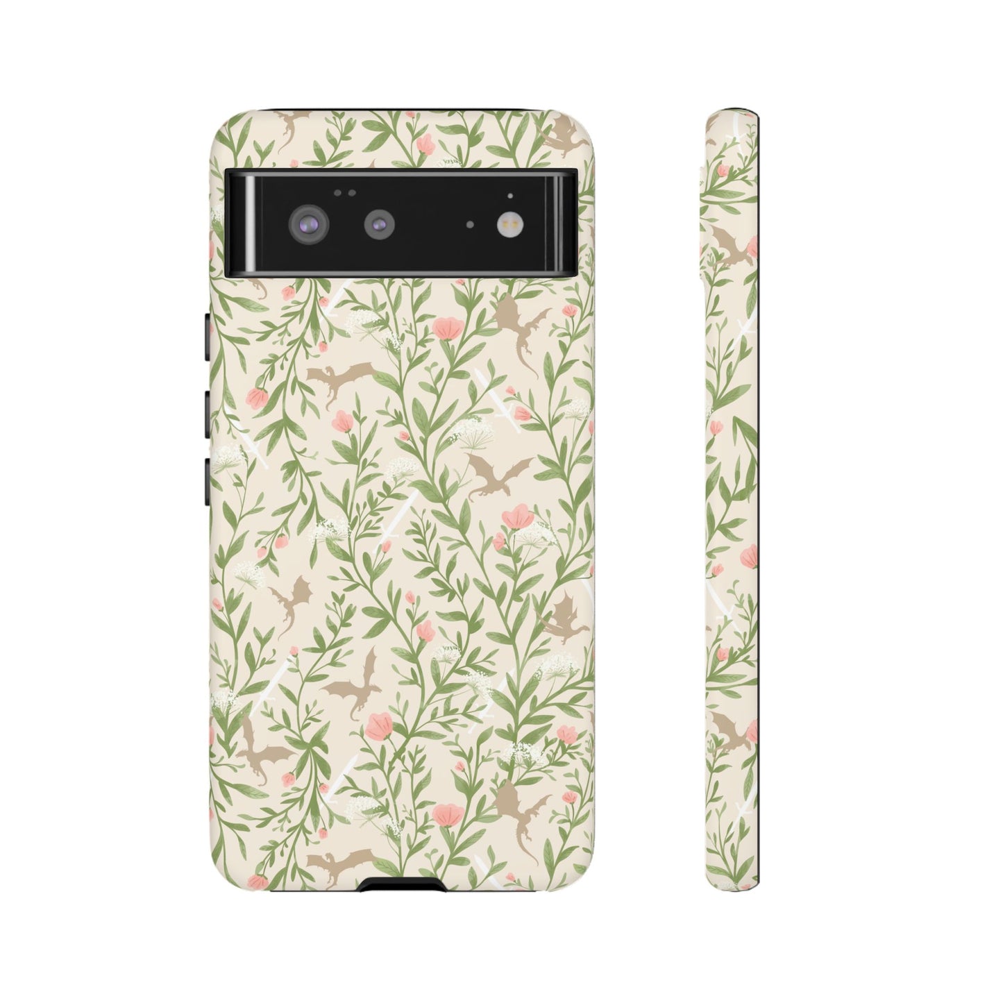Fantasy Floral Dragons Tough Cases, Romantasy Reader Gift, Bookish Merch