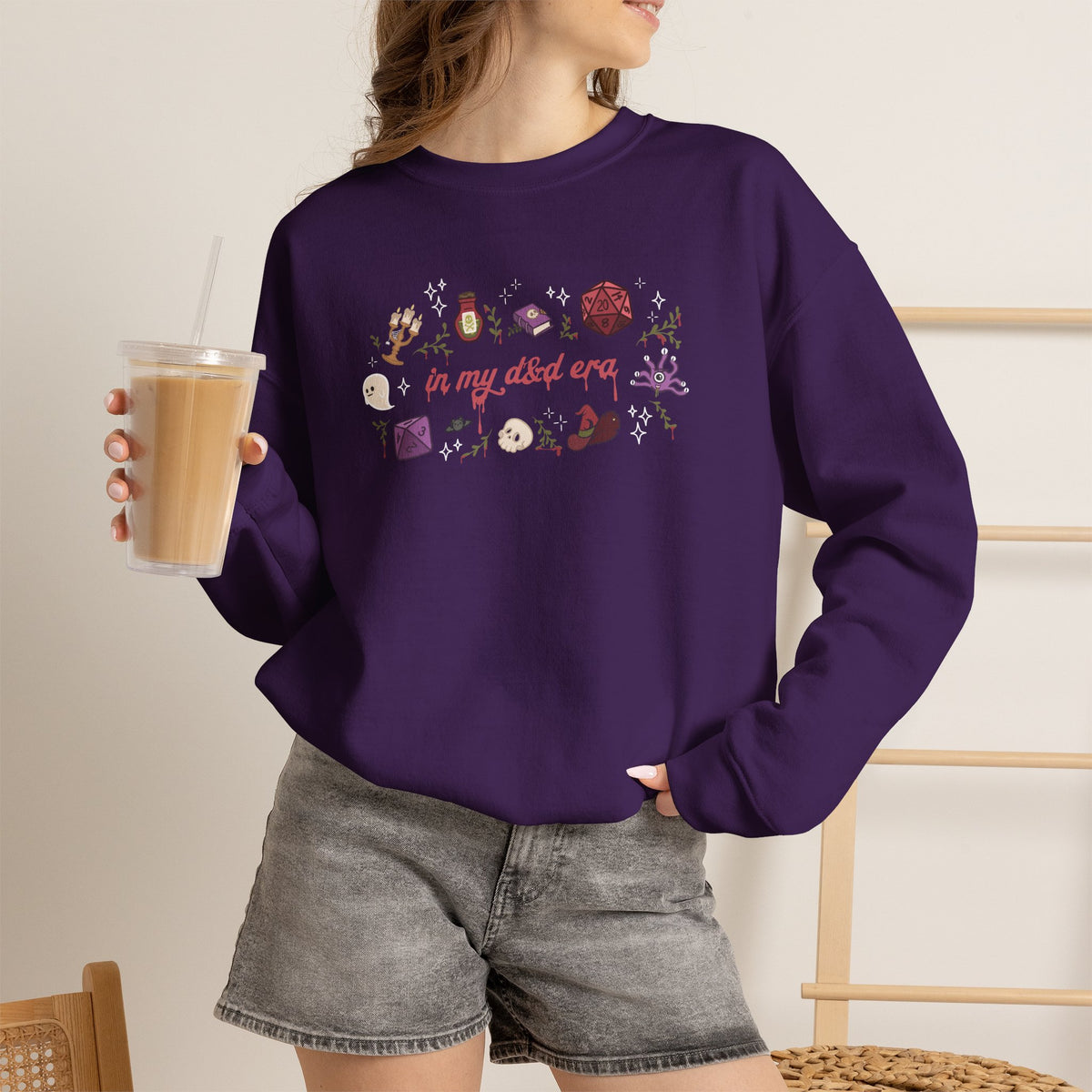 “In My Fantasy Era” Gildan Sweatshirt | Dark Academia TTRPG Crewneck | Witchy Dice & Potion Graphic Sweatshirt