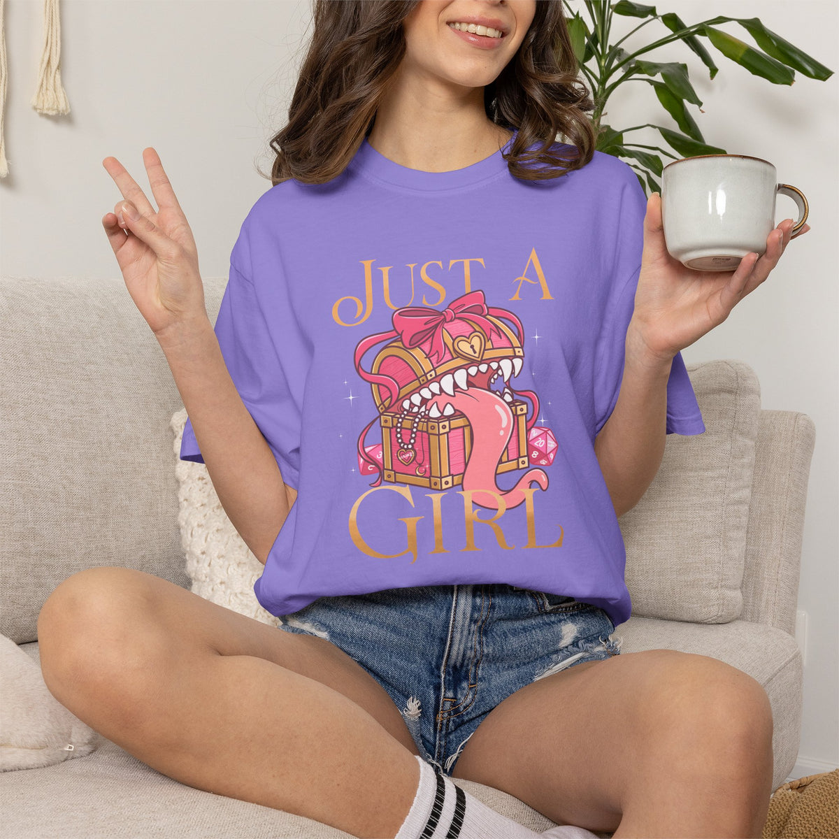 Just A Girl TTRPG Mimic T-shirt | Girlypop Cute Dnd Gift