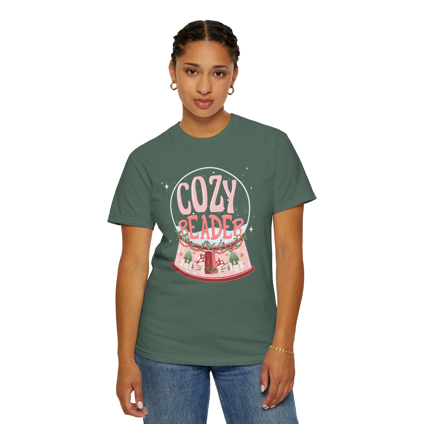 Cozy Reader T-Shirt — Snow Globe Book Lover Tee