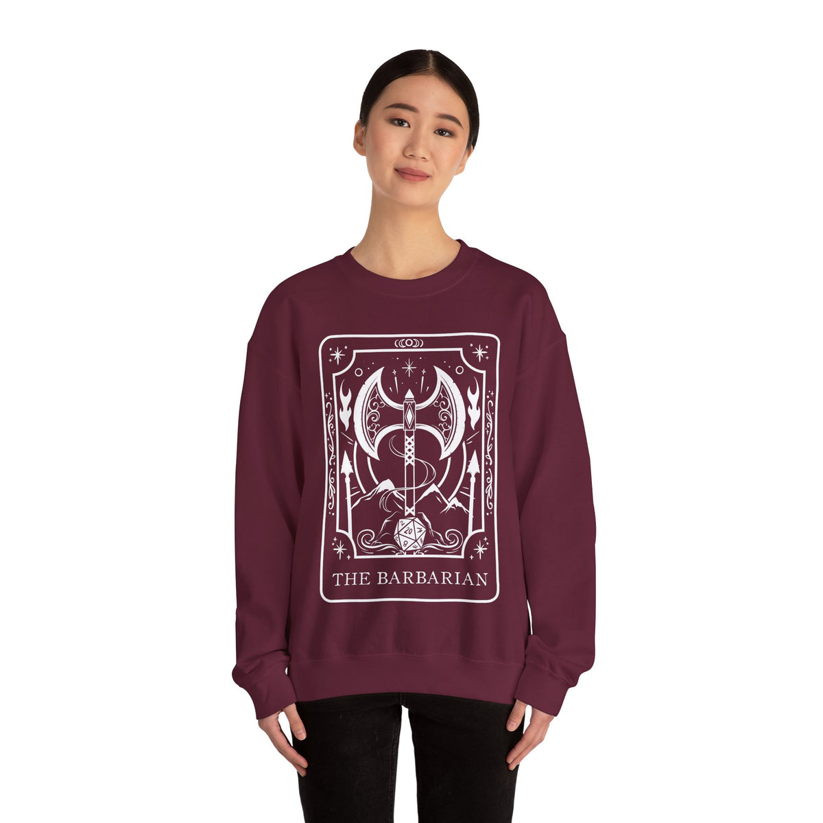 Barbarian Tarot Card Gildan Sweatshirt Shirt | TTRPG Character Class Crewneck