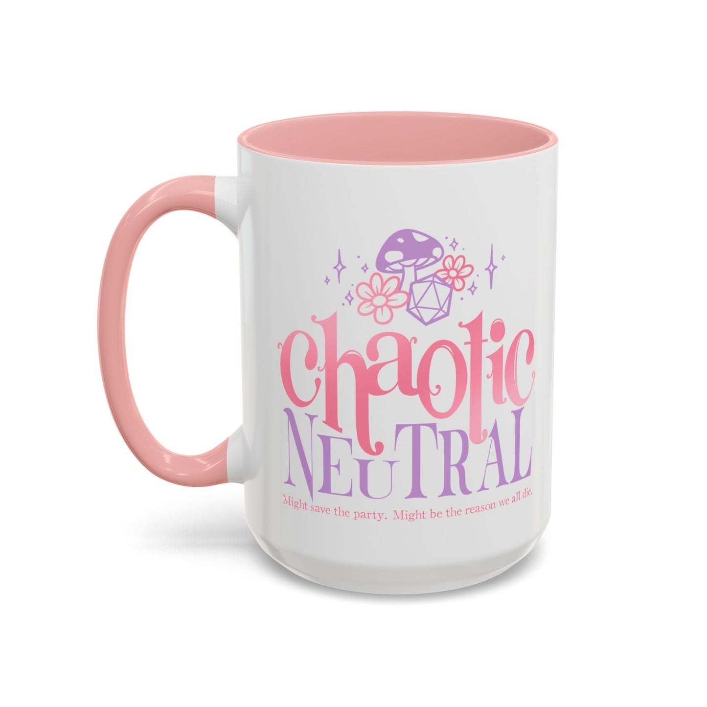 Chaotic Neutral Coffee Mug — Pink & Lavender DnD Fantasy Accent Mug (11/15oz)