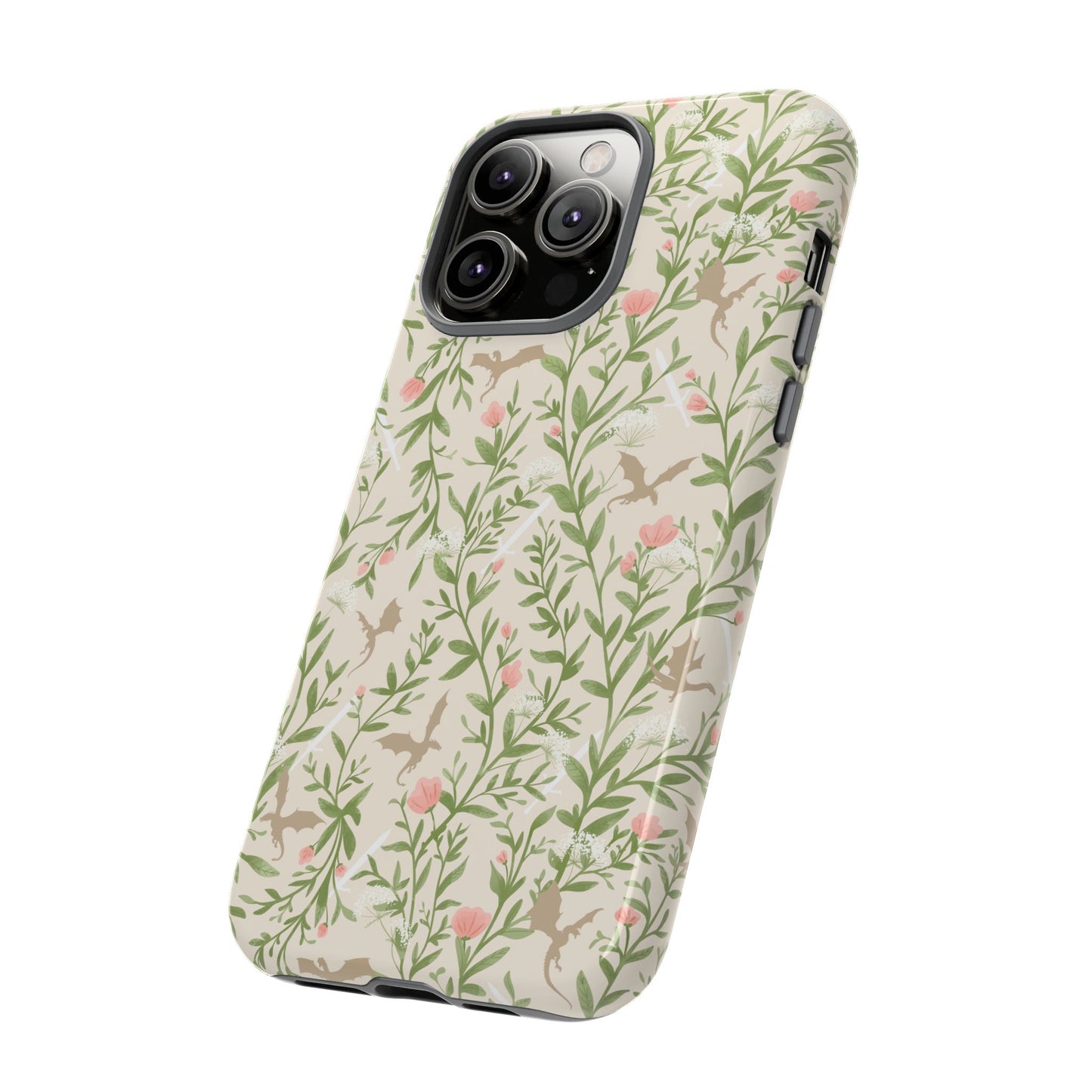 Fantasy Floral Dragons Tough Cases, Romantasy Reader Gift, Bookish Merch