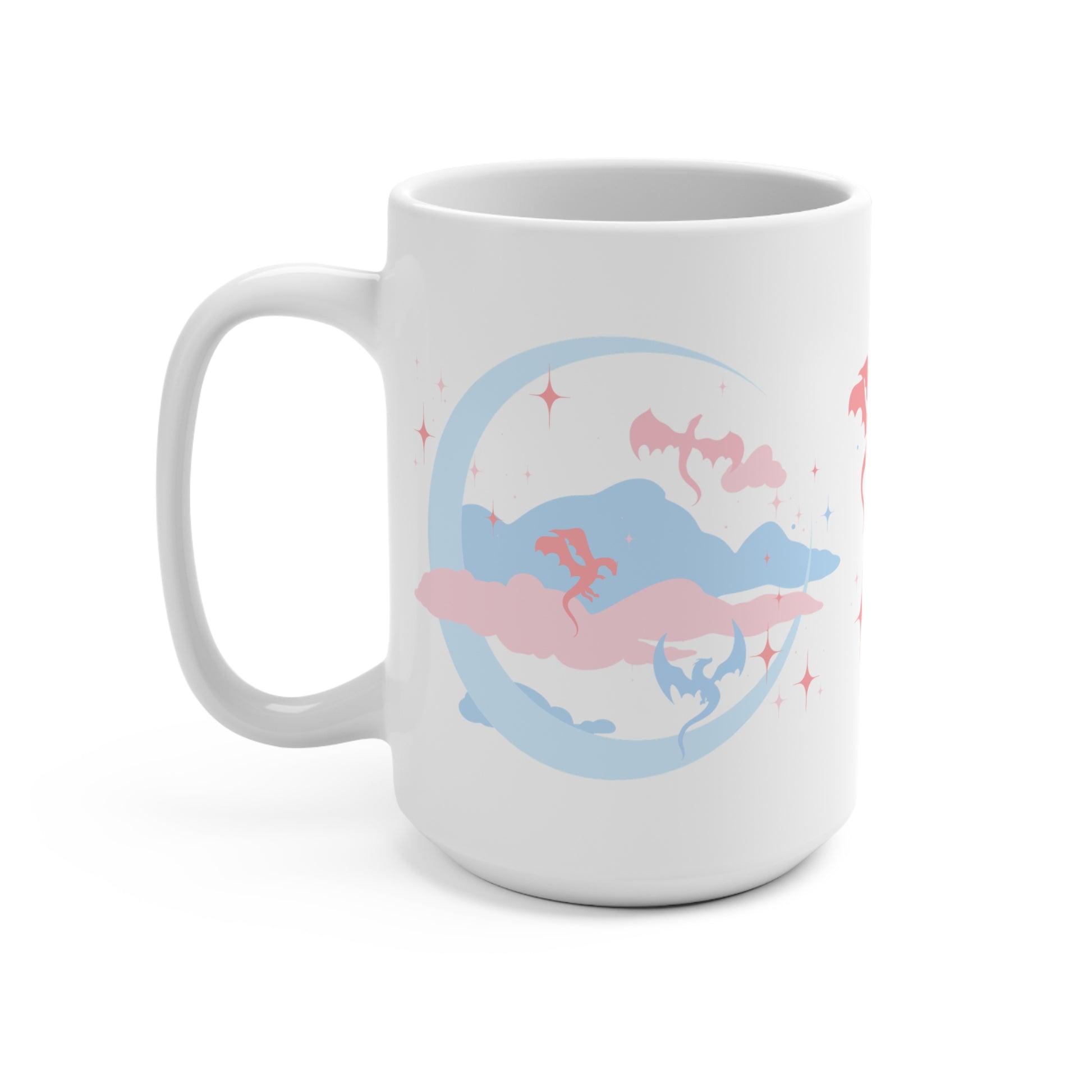 Celestial Dragons Fantasy Mug ceramic mug, front view with handle visible