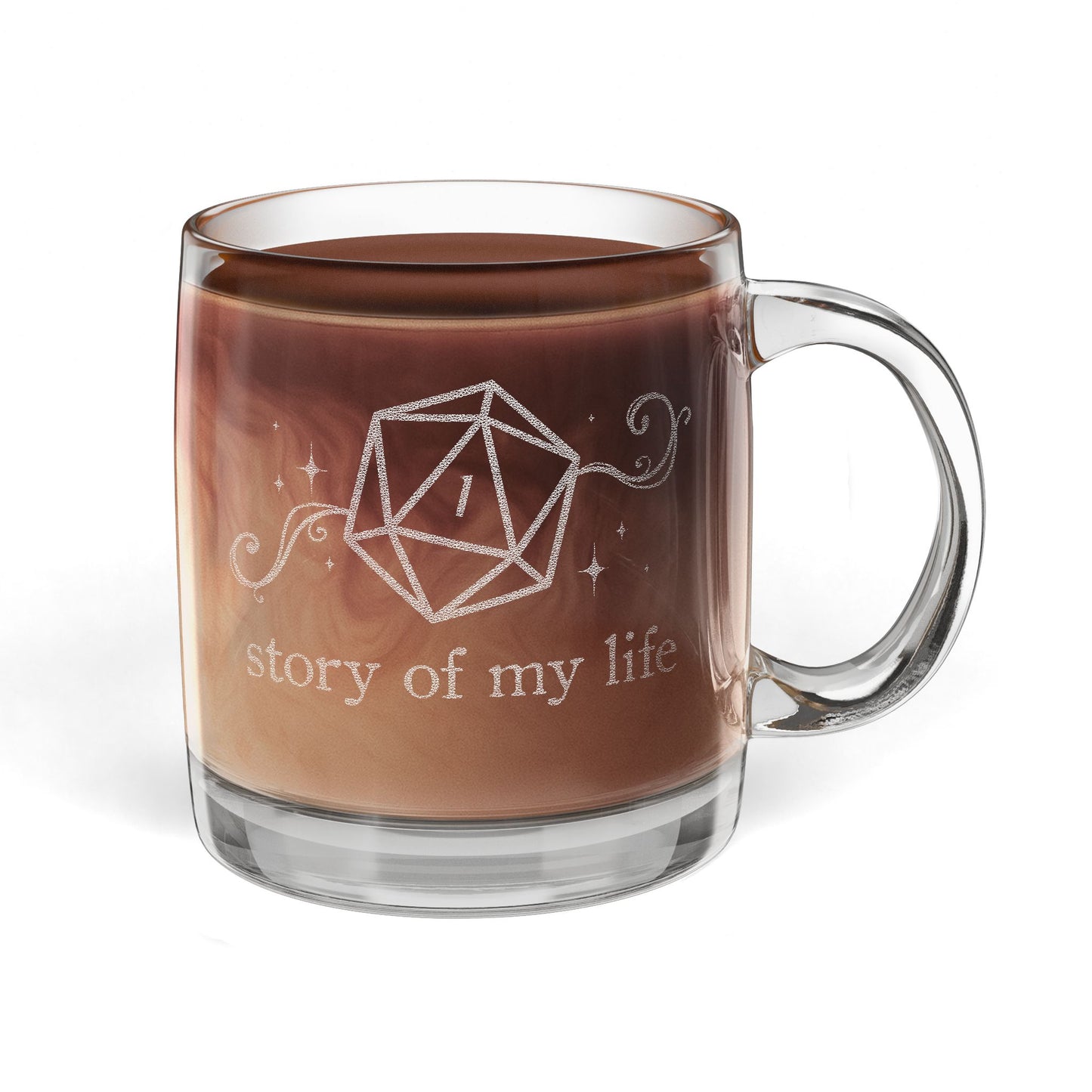 Story of My Life Glass Coffee Mug, 12.25oz (Engraved)