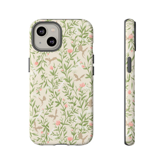 Fantasy Floral Dragons Tough Cases, Romantasy Reader Gift, Bookish Merch