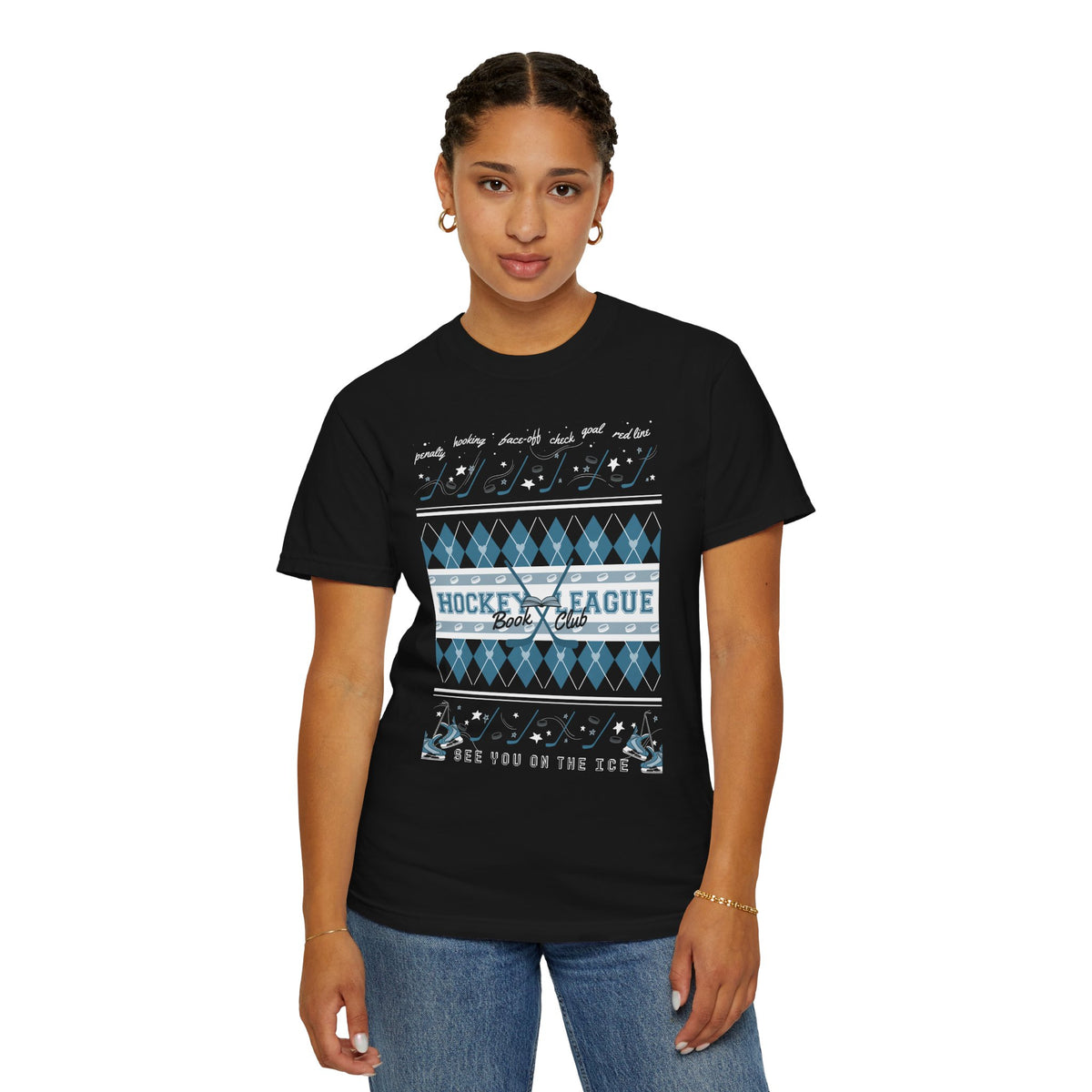 Hockey League Book Club Patterned T-Shirt