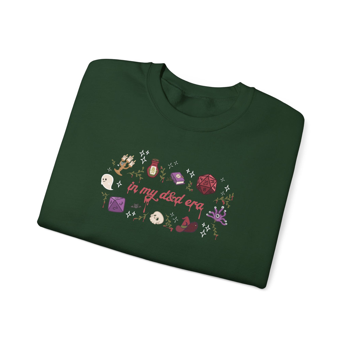 “In My Fantasy Era” Gildan Sweatshirt | Dark Academia TTRPG Crewneck | Witchy Dice & Potion Graphic Sweatshirt