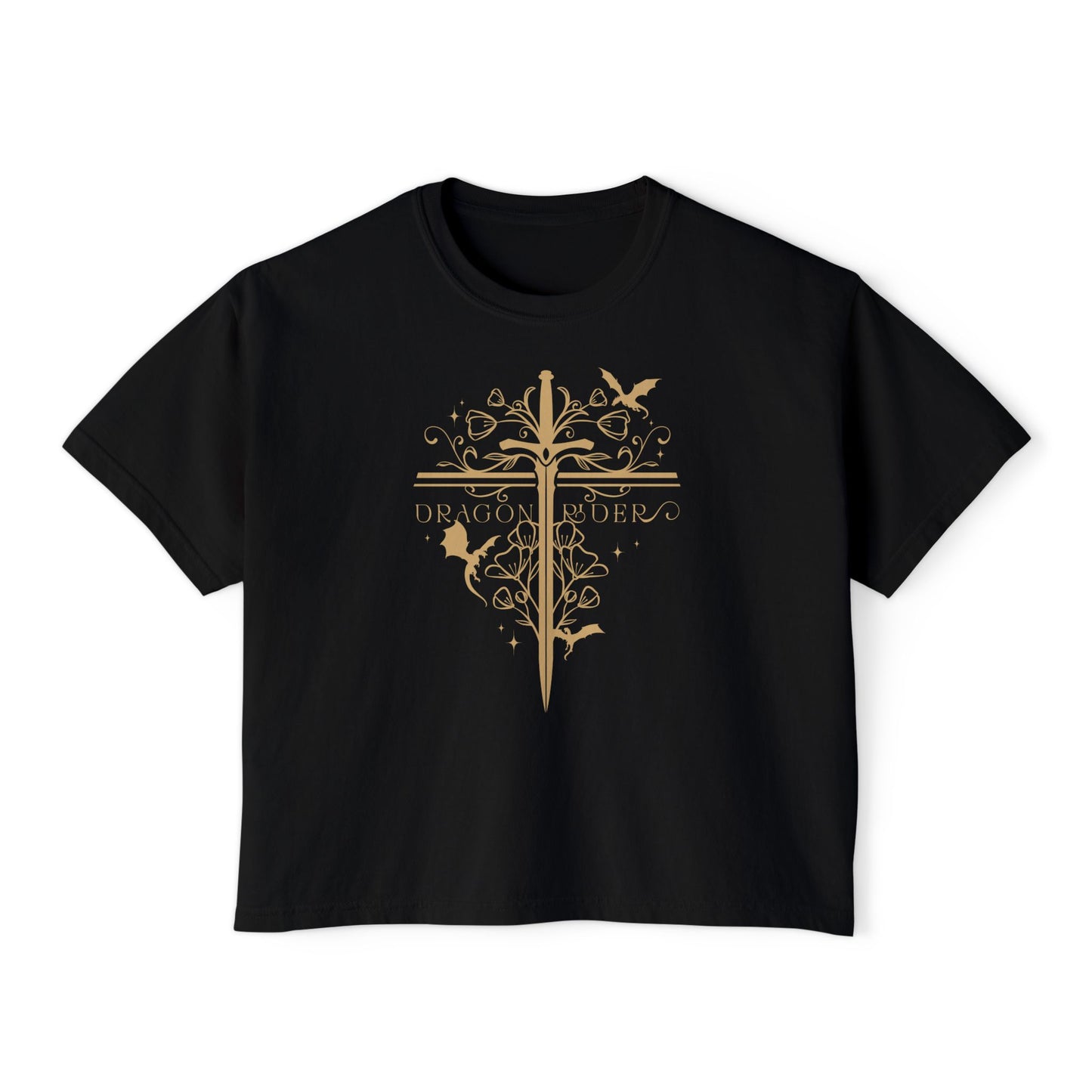 Dragon Rider Crop Tee – Fantasy Bookish Shirt | Boxy Cropped T-Shirt for Romantasy Readers