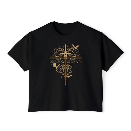 Dragon Rider Crop Tee – Fantasy Bookish Shirt | Boxy Cropped T-Shirt for Romantasy Readers