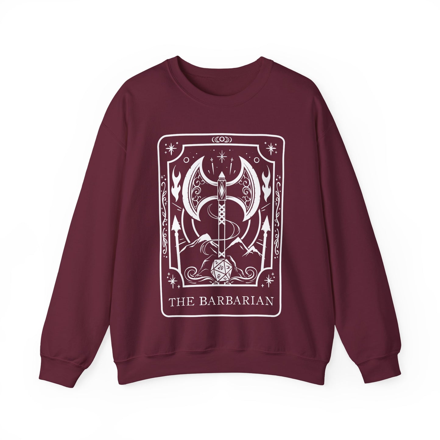 Barbarian Tarot Card Gildan Sweatshirt Shirt | TTRPG Character Class Crewneck