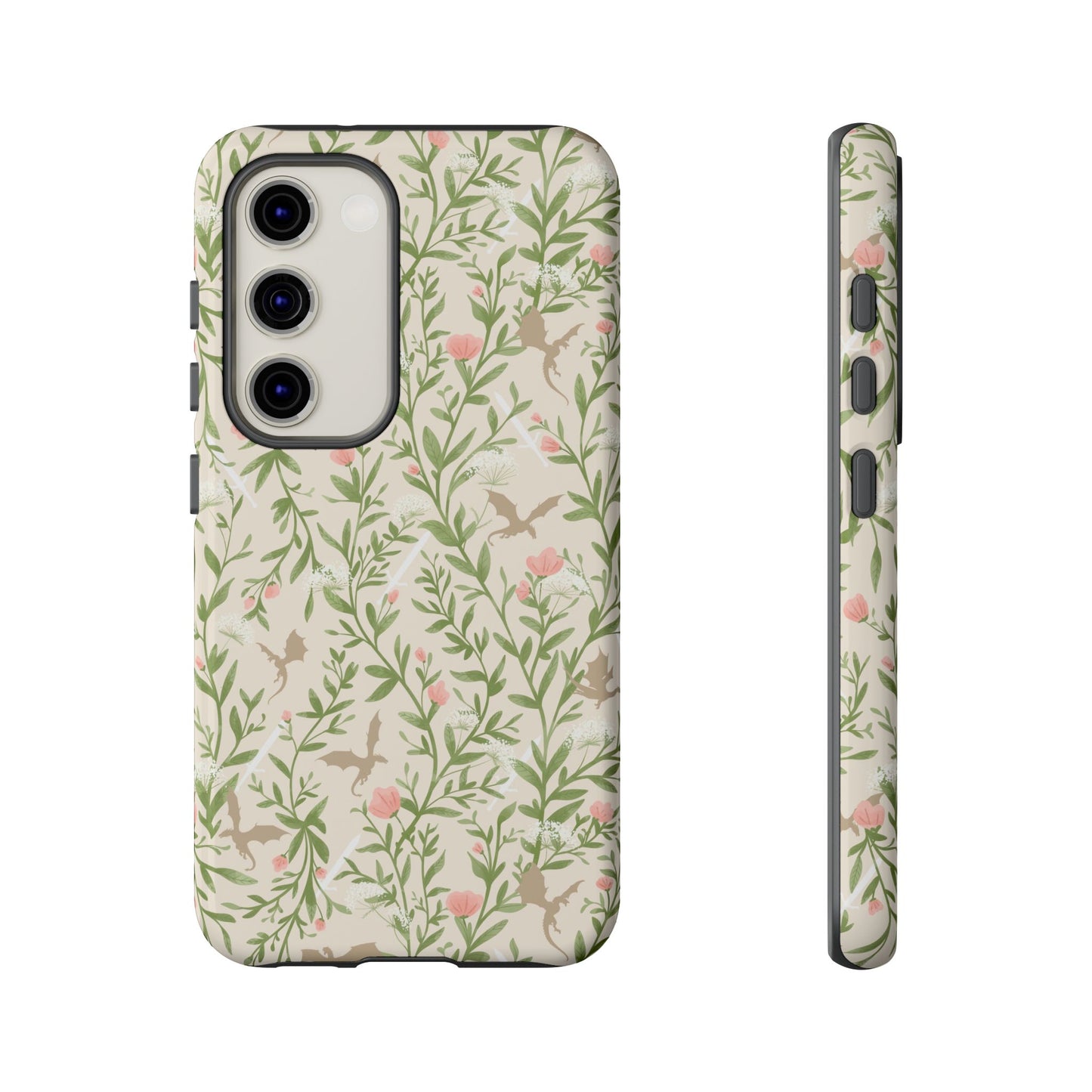 Fantasy Floral Dragons Tough Cases, Romantasy Reader Gift, Bookish Merch