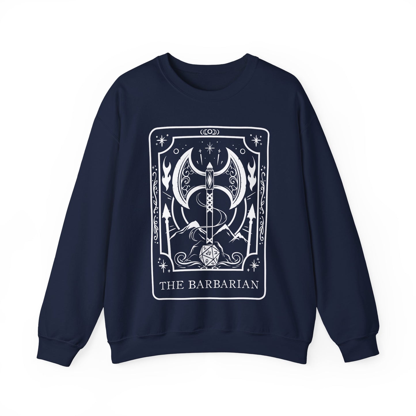 Barbarian Tarot Card Gildan Sweatshirt Shirt | TTRPG Character Class Crewneck