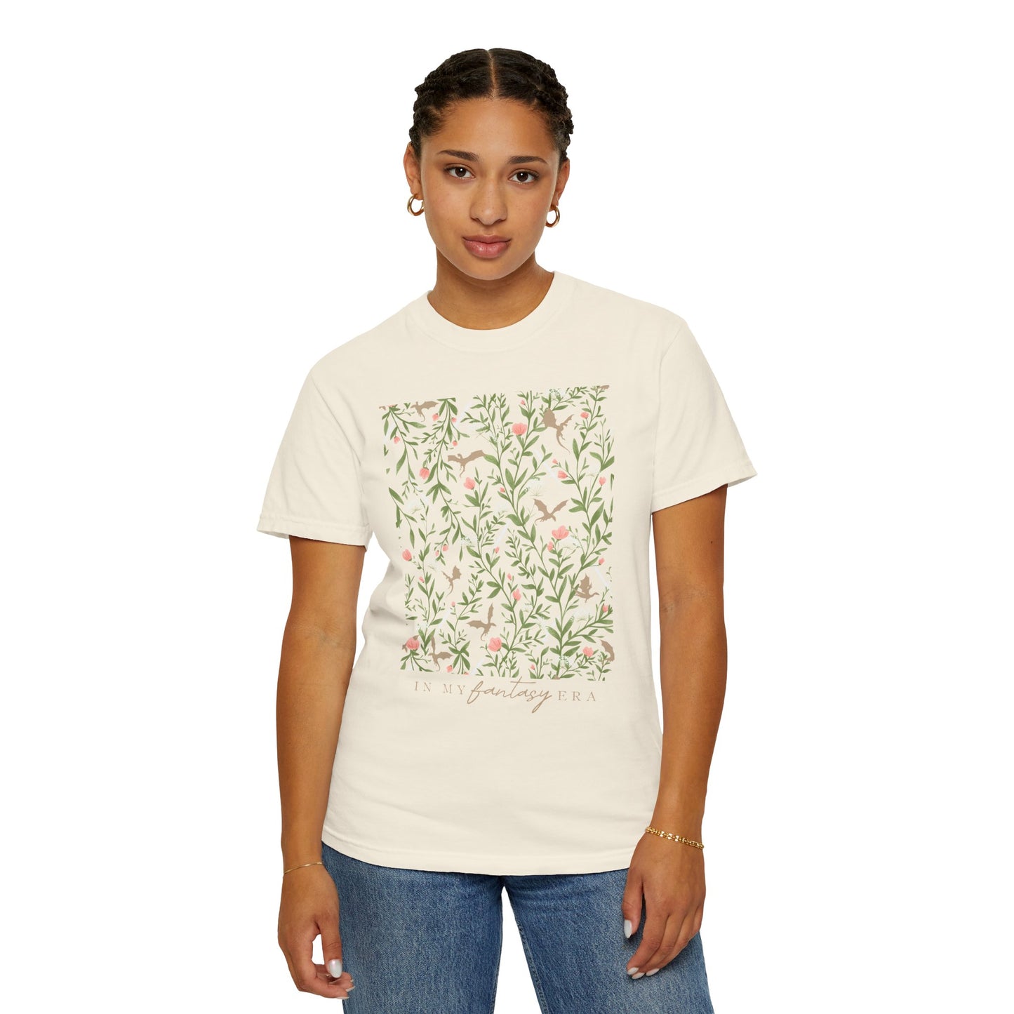 In My Fantasy Era T-Shirt – Bookish Floral Dragon Tee | Romantasy Reader Shirt Aesthetic