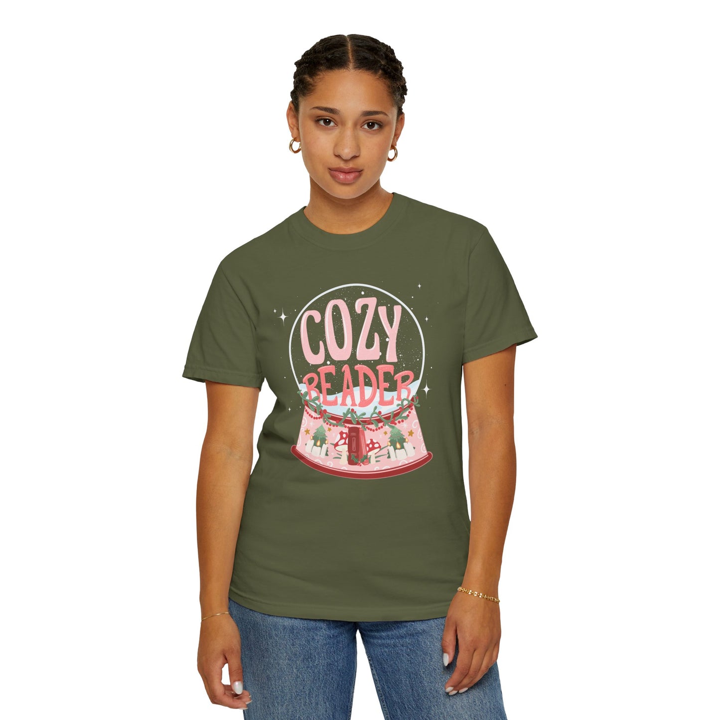 Cozy Reader T-Shirt — Snow Globe Book Lover Tee