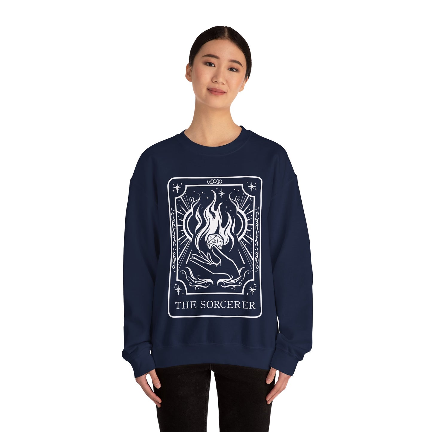 Sorcerer Tarot Card Gildan Sweatshirt Shirt | TTRPG Character Class Crewneck